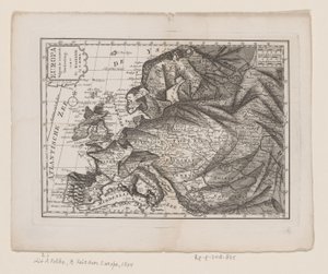 Mapa da Europa, como Rainha Europa de acordo com a última divisão (título no objeto) de Hendrik Kloekhoff