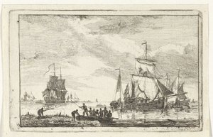 Vista do rio com pescadores de Hendrik Kobell