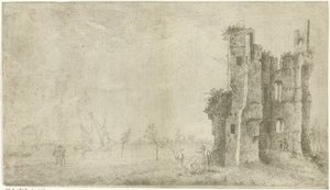 Ruínas de Huis te Merwede perto de Dordrecht de Hendrik Kobell
