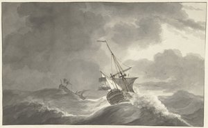 Dois navios no mar em tempestade