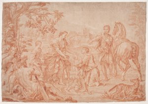 Rômulo e Remo (Lívio 1, 4). Studie depois de Carlo Marattis maleri i Sanssouci, Potsdam (udf. 1692 para Niccolo Maria Pallavicini) de Hendrik Krock