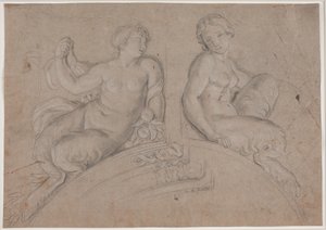 Duas figuras femininas de sátiros (faunos) em um arco segmentar de Hendrik Krock