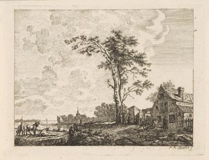 Paisagem com casa sobre um rio de Hendrik Marcus Schouten