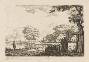 Paisagem com pescador de Hendrik Marcus Schouten