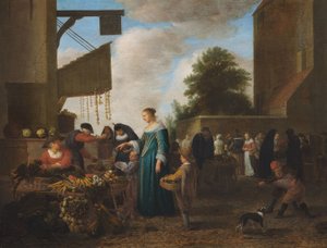 Mercado de legumes, c.1660 (óleo sobre madeira de carvalho)