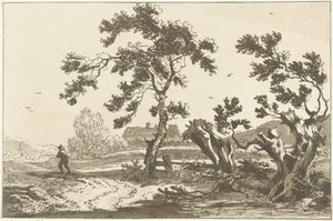 Bomen langs een weg Doze desenhos calculados para uso de quem está aprendendo a desenhar paisagem (título da série) de Hendrik Meijer