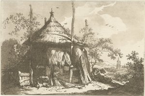 Herders bijeen hooiberg Doze desenhos calculados para uso de quem está aprendendo a desenhar paisagem (título da série) de Hendrik Meijer