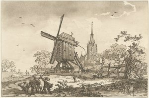 Landschap met een windmolen en een kerk
Doze desenhos calculados para a utilização daqueles que estão a aprender a desenhar a paisagem (título da série)