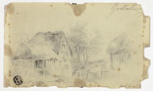 Casa com telhado de palha de Hendrik Pieter Koekkoek