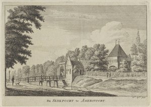 Vista do Slijkpoort em Amersfoort
O Slykpoort em Amersvoort (título sobre o objecto) de Hendrik Spilman