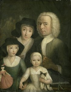 Autorretrato com sua esposa Sanneke van Bommel e seus dois filhos de Hendrik Spilman