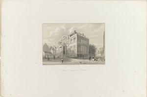 Vista do Museu Boijmans em Roterdã, 1854 Museu Boijmans em Rotterdam (título no objeto) A Sociedade para a Promoção de Toonkunst, seu Festival de Música e a cidade de Roterdã. memória do ano de 1854 (título da série no objeto)