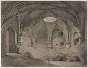 Secção do Spanjaardshol sobre o Vreeburg em Utreque de Hendrik Willem Cramer