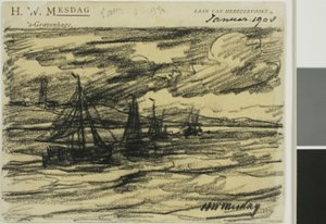 Navios no mar de Hendrik Willem Mesdag