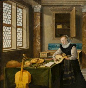 Senhora tocando o alaúde, c.1610