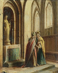 Duas figuras em uma igreja
