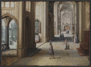 Interior de uma igreja gótica olhando para o leste de Hendrik van II Steenwijck