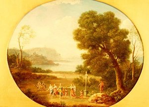 Reveladores Bacchic Dançando por um Herm