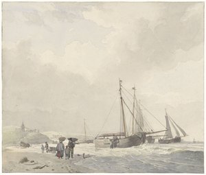Vista da praia em Scheveningen de Hendrikus van de Sande Bakhuyzen
