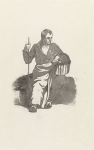 Homem sentado com cesta de Hendrikus van de Sande Bakhuyzen