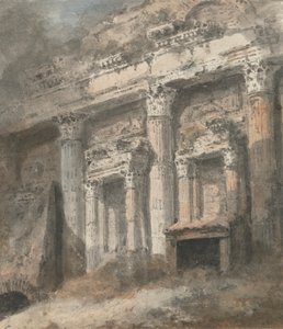 Fachada do Templo Romano Arruinado (?), com Colunas e Portas