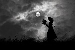 Mulher em silhueta ao luar de Hengki Lee
