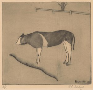 Vaca ao pé de um banco