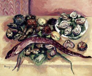 Natureza-morta com enguia (Natureza-morta com ouriços-do-mar e enguia) de Henri-Charles Manguin