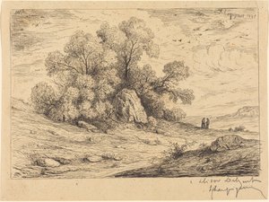 Grupo de árvores com rochedos de Henri-Joseph Harpignies
