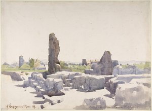 Vista do Coliseu a partir da basílica de Domiciano e do Palácio Flávio, Roma de Henri-Joseph Harpignies