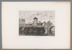 Vista da Pont Notre-Dame
La pompe du Pont Notre-Dame (título sobre o objecto)
Gravuras francesas de 1875 (título da série)
L