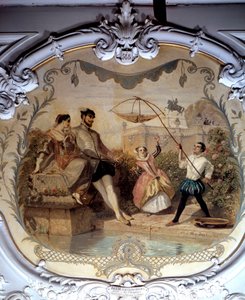Cena de Pesca no Castelo de Chantilly Pintura de Henri Baron (1816-1885) 1846 Sol. 0,97x1,14 m Chantilly, Musee Conde