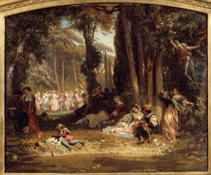 Festa da Primavera na Toscana. Pintura de Henri Baron (1816-1885)