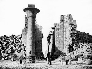 Coluna e ruínas, Nubia, Egito, 1887