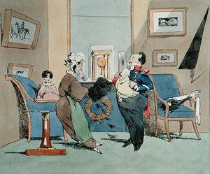 "Tornei-me terrivelmente poderoso... Sir está muito orgulhoso do seu uniforme", desenho animado de "Vues de Paris, Esquisses morales et philosophiques" de François Seraphin Delpech (1778-1825), início do século XIX (cor litho)