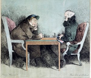Jogadores de xadrez Gravura de Henry Monnier (1805-1877) de Henri Bonaventure Monnier