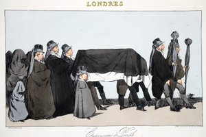 Enternement du Peuple, ilustração de Londres por Henri Monnier, bar. Paris, c.1828 (litho colorido à mão)