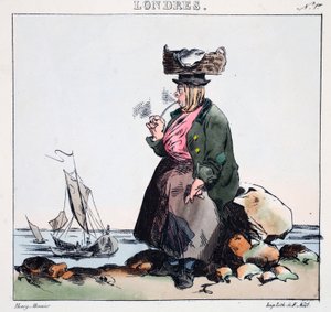 Nimphe de la Camise, ilustração de &39;Londres&39; por Henri Monnier, pub. Paris, c.1828 (litho colorido à mão) de Henri Bonaventure Monnier