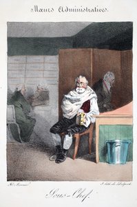 Sous-chef, ilustração de "Meurs Administratives, Drawn From Nature", de Henri Monnier, litografada por Delpech, pub. Paris, c.1828 (litho colorido à mão) de Henri Bonaventure Monnier