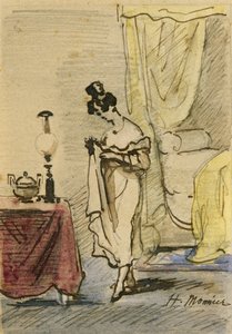 Jovem senhora em casa 2: jovem em um interior; privacidade; de Henri Bonaventure Monnier