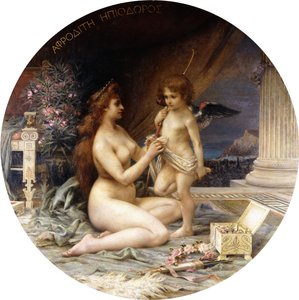 Afrodite e Eros (óleo sobre tela) de Henri-Camille Danger