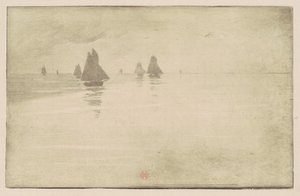 Barcos em uma névoa da manhã de Henri Charles Guérard