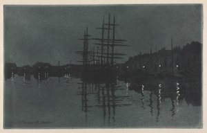 Efeito da Lua em Dieppe, c. 1885 de Henri Charles Guérard