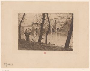 Vista da ponte em Mantes-la-Jolie de Henri Charles Guérard