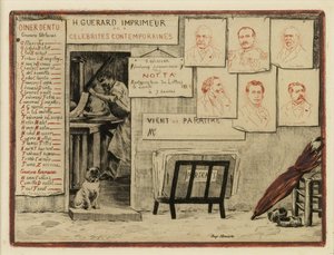 Retratos de Senhores de Lesseps, Coppée, General Pittié, de Bornier, Henri Martin, Mis de Cherville, 1883 (gravura, ponto de secagem)