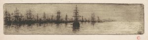 Navios altos em um porto de Henri Charles Guérard