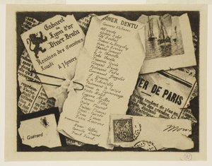 Um pedaço de jornal, um envelope e uma mosca. de Henri Charles Guérard