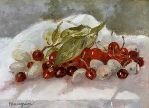 Natureza morta: Cerejas e ananás de Henri Charles Manguin