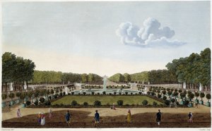 Le Jardin du Luxembourg visto do terraço do Palácio. Gravação por Courvoisier de Henri Courvoisier-Voisin