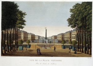 Place Vendôme, vista de um jardim - Paris por Courvoisier de Henri Courvoisier-Voisin
